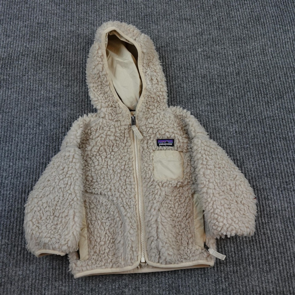 Patagonia Retro X Fleece Hoody Jacket Baby Girls 12-18M White Sherpa 61400